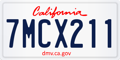 CA license plate 7MCX211