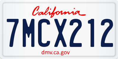 CA license plate 7MCX212