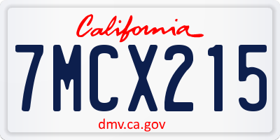 CA license plate 7MCX215