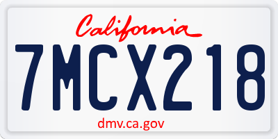 CA license plate 7MCX218