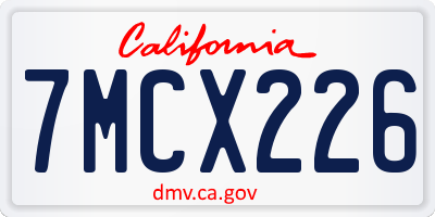 CA license plate 7MCX226