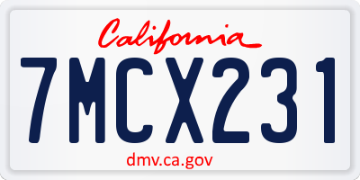 CA license plate 7MCX231