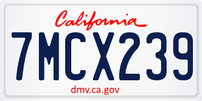 CA license plate 7MCX239