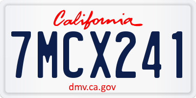 CA license plate 7MCX241