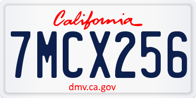 CA license plate 7MCX256