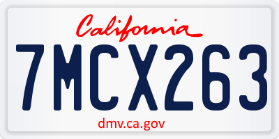 CA license plate 7MCX263