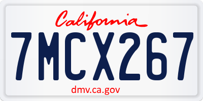 CA license plate 7MCX267