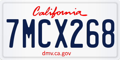 CA license plate 7MCX268