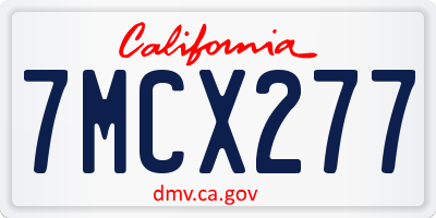 CA license plate 7MCX277