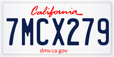 CA license plate 7MCX279