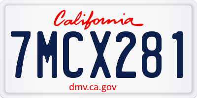 CA license plate 7MCX281