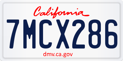 CA license plate 7MCX286