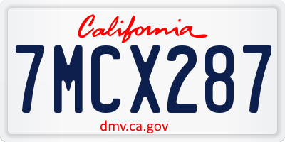 CA license plate 7MCX287
