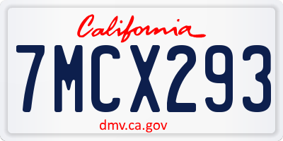 CA license plate 7MCX293