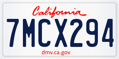 CA license plate 7MCX294