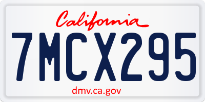 CA license plate 7MCX295