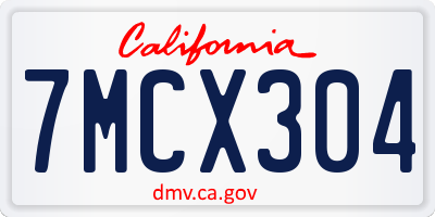 CA license plate 7MCX304