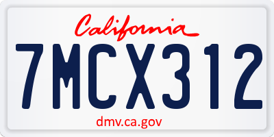 CA license plate 7MCX312