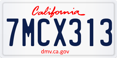 CA license plate 7MCX313