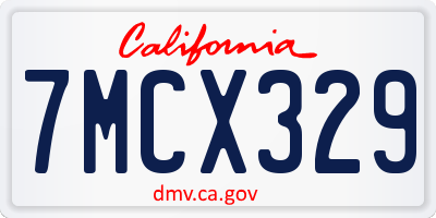 CA license plate 7MCX329