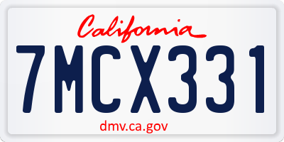 CA license plate 7MCX331