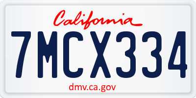 CA license plate 7MCX334