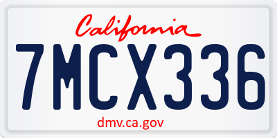 CA license plate 7MCX336