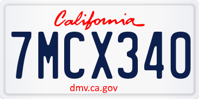 CA license plate 7MCX340