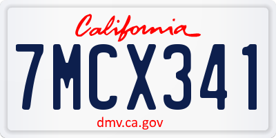 CA license plate 7MCX341