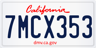 CA license plate 7MCX353