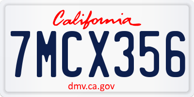 CA license plate 7MCX356