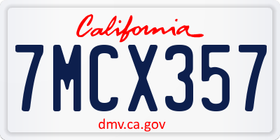 CA license plate 7MCX357
