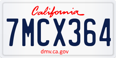 CA license plate 7MCX364