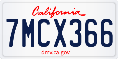 CA license plate 7MCX366