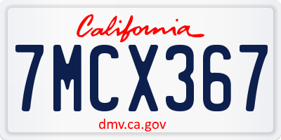 CA license plate 7MCX367