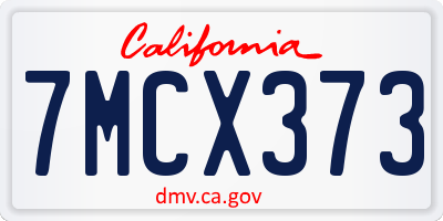 CA license plate 7MCX373