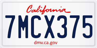 CA license plate 7MCX375