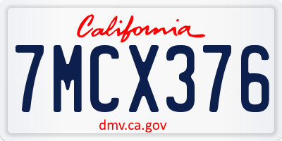 CA license plate 7MCX376