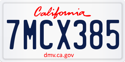 CA license plate 7MCX385