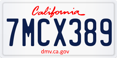 CA license plate 7MCX389