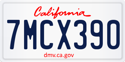 CA license plate 7MCX390