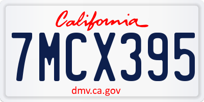 CA license plate 7MCX395