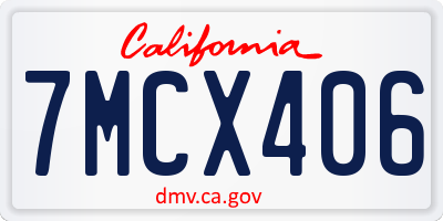 CA license plate 7MCX406