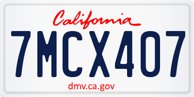 CA license plate 7MCX407