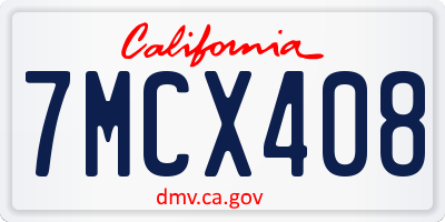CA license plate 7MCX408