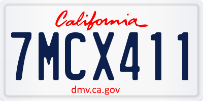CA license plate 7MCX411