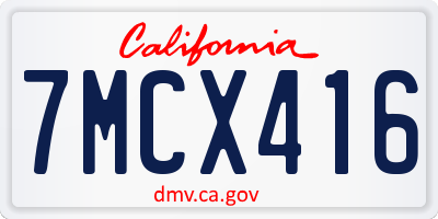 CA license plate 7MCX416