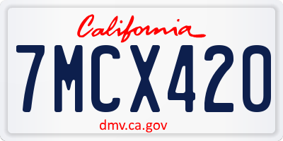 CA license plate 7MCX420
