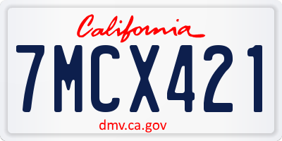 CA license plate 7MCX421