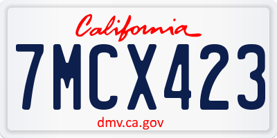 CA license plate 7MCX423